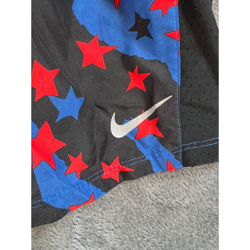 Nike Dri-Fit Running Shorts Womens 2X Black Red 10K American Stars & Stripes - Picture 3 of 10